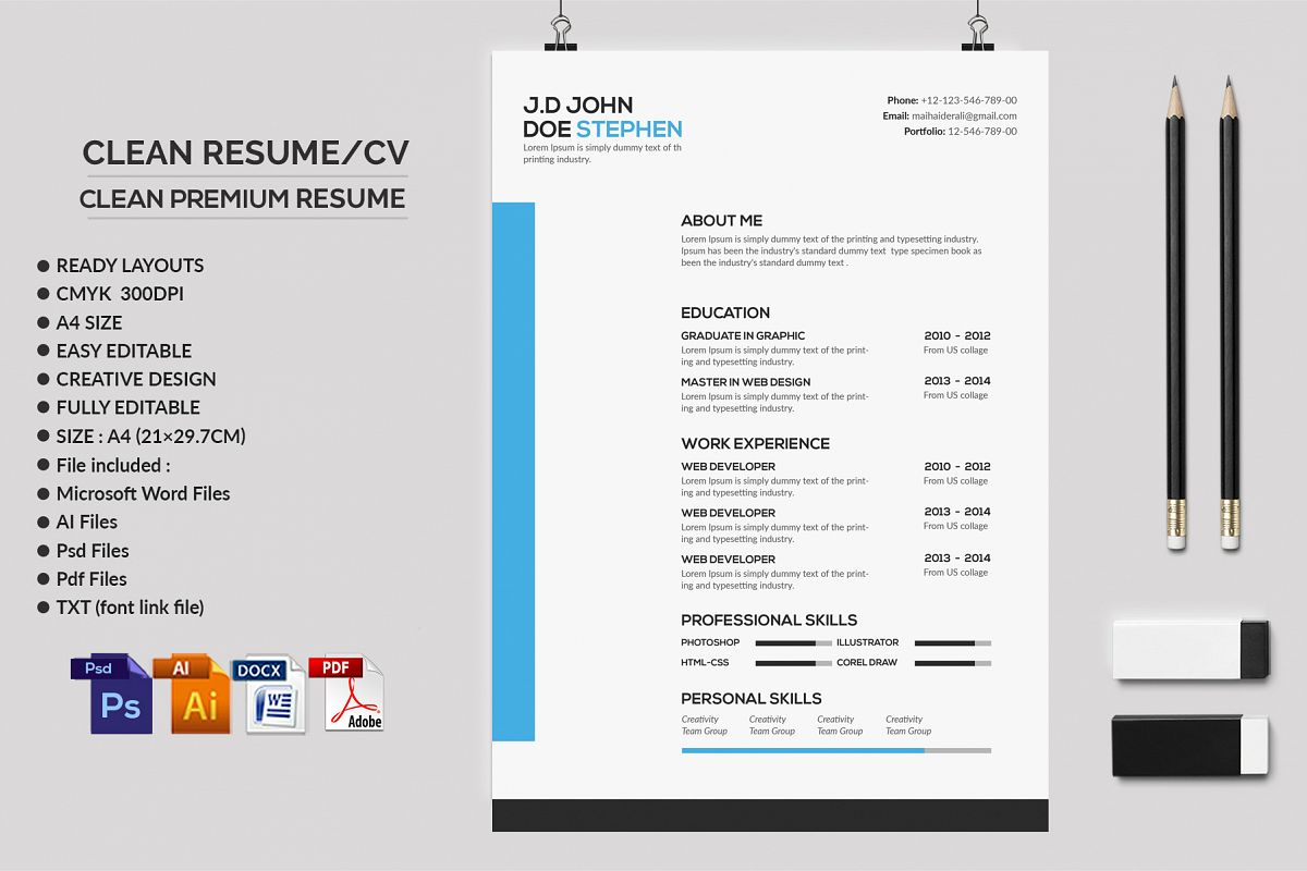 Clean Resume/CV example image 1