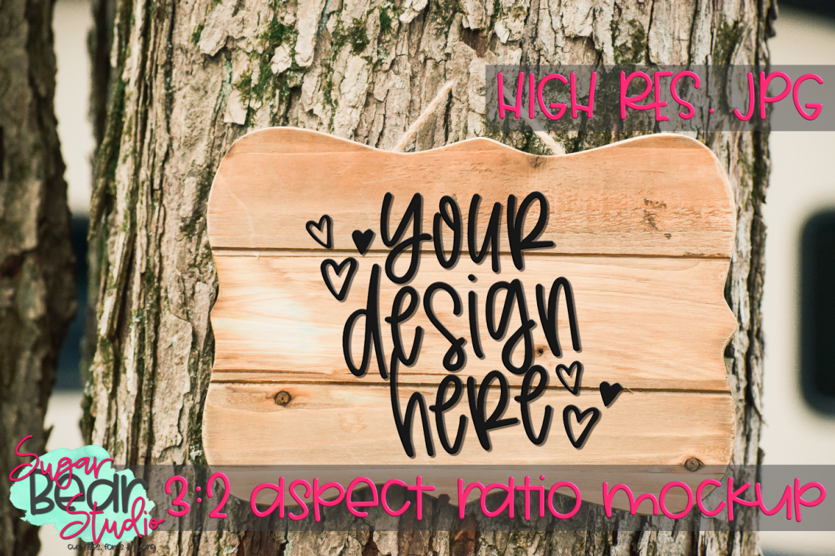Wood Sign on Tree Mockup example image 1