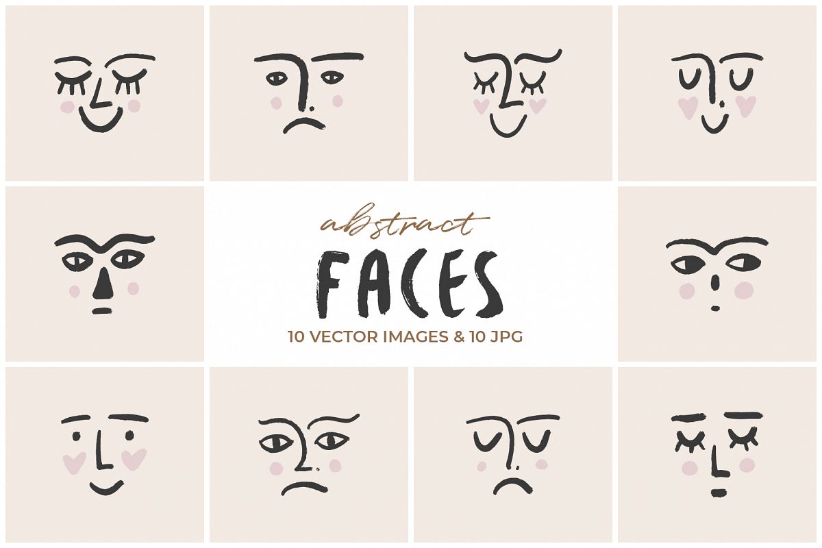 Vector abstract faces set example image 1