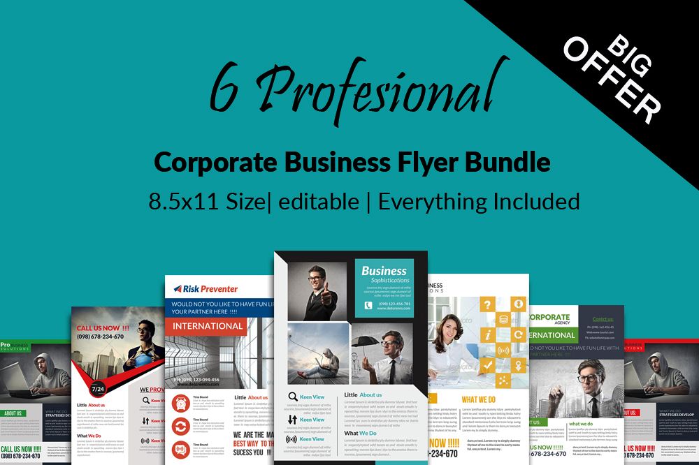 6 Corporate Business Flyers Bundle example image 1