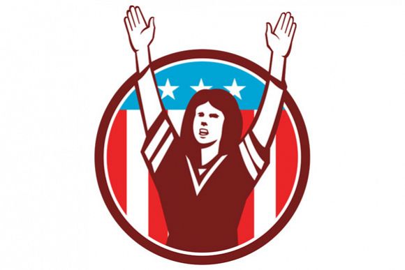 Female American Football Fan Circle Retro example image 1