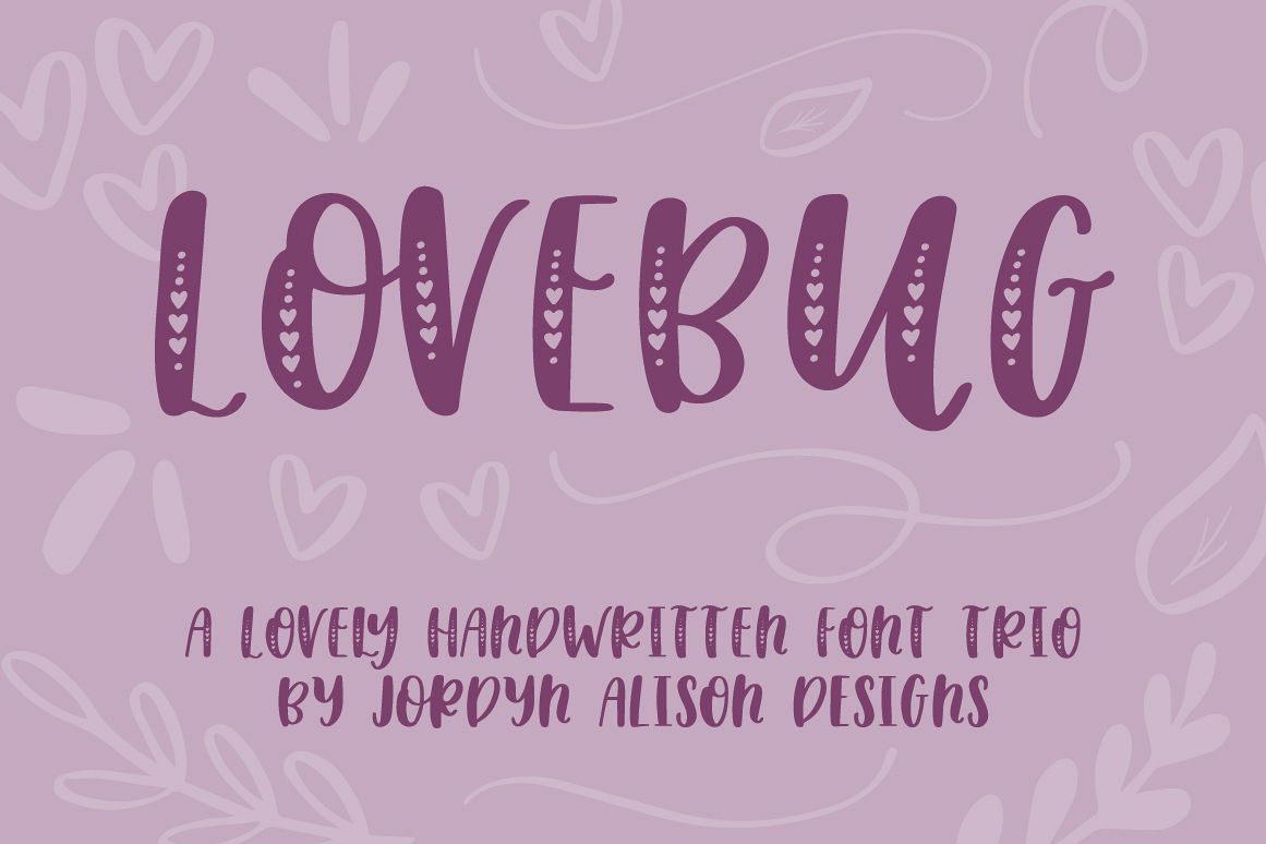 Lovebug Hand Lettered Font Trio, Valentine's Heart Font example image 1