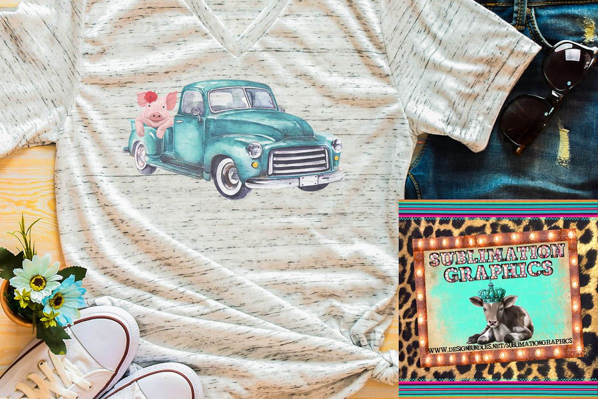 Pig Truck Sublimation Digital Download example image 1