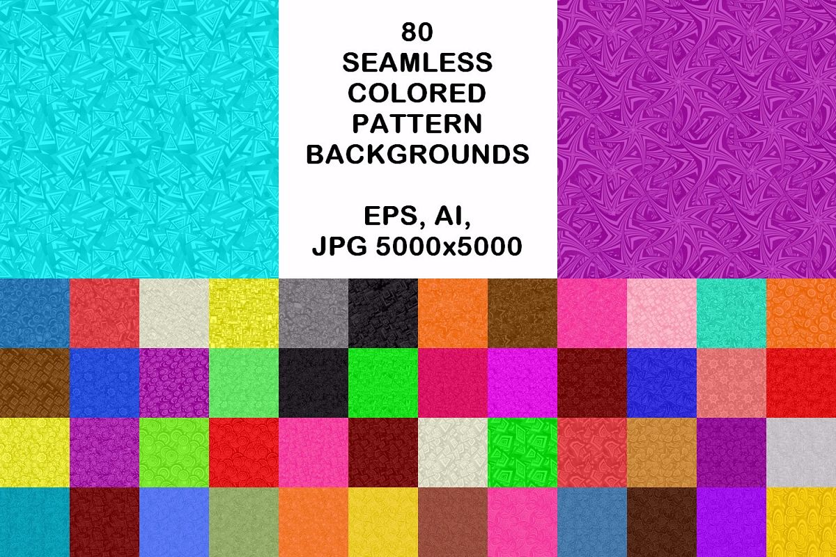 80 seamless pattern backgrounds - AI, EPS, JPG 5000x5000 example image 1