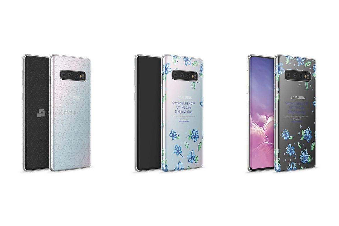 Samsung Galaxy S10 TPU Clear Case Mockup 2019 Angled example image 1