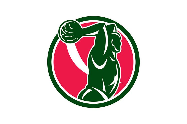 Basketball Player Dunk Ball Circle Retro example image 1