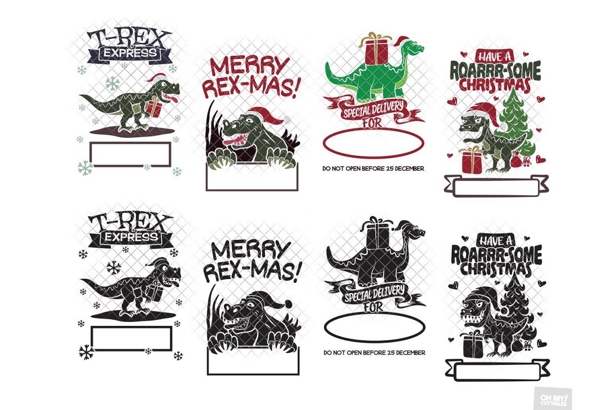 Dinosaur Santa Sack SVG Christmas with DXF/PNG/JPG/EPS (408929) | Cut
