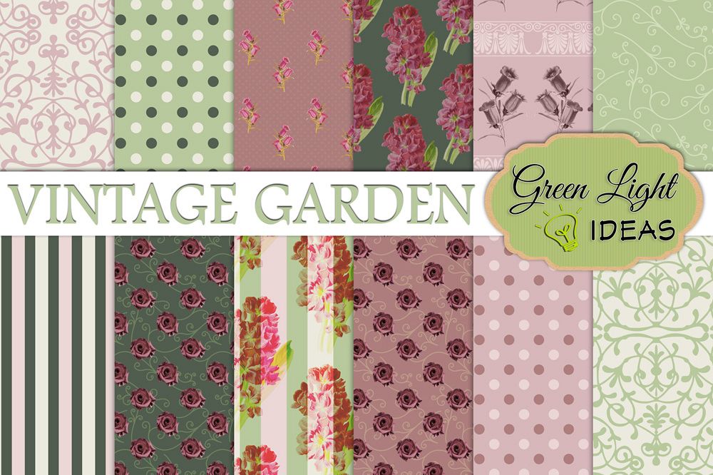 Vintage Floral Digital Papers example image 1