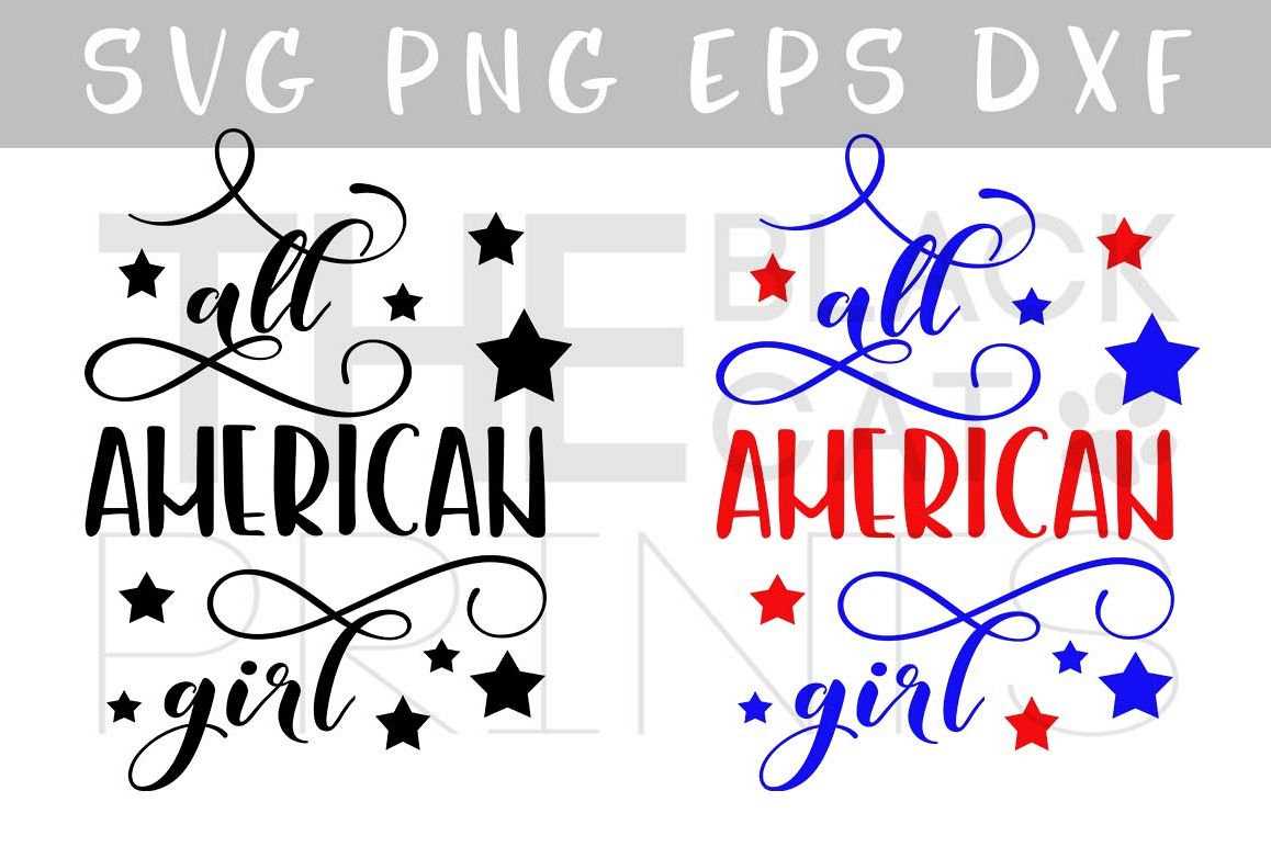 All American girl SVG PNG EPS DXF, Stars svg design example image 1