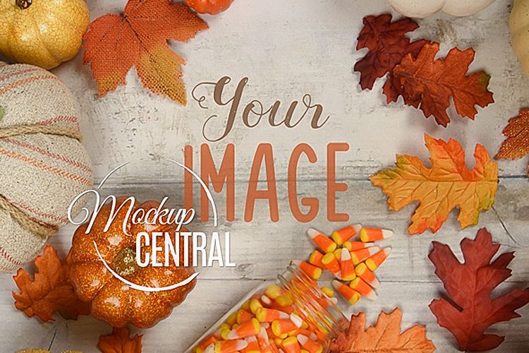 Halloween Fall Background Tabletop Mock Up, JPG Mockup example image 1