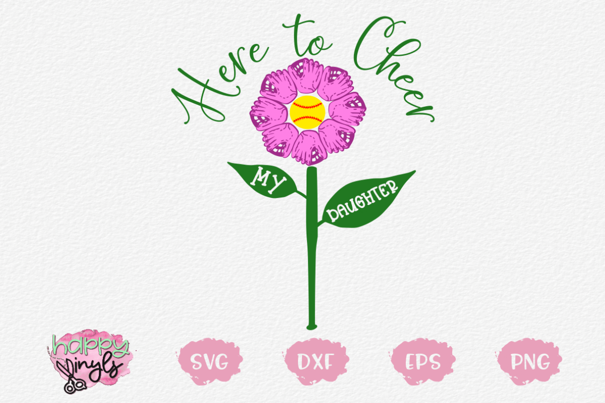 Softball Here to Cheer my Daughter - A Softball SVG example image 1