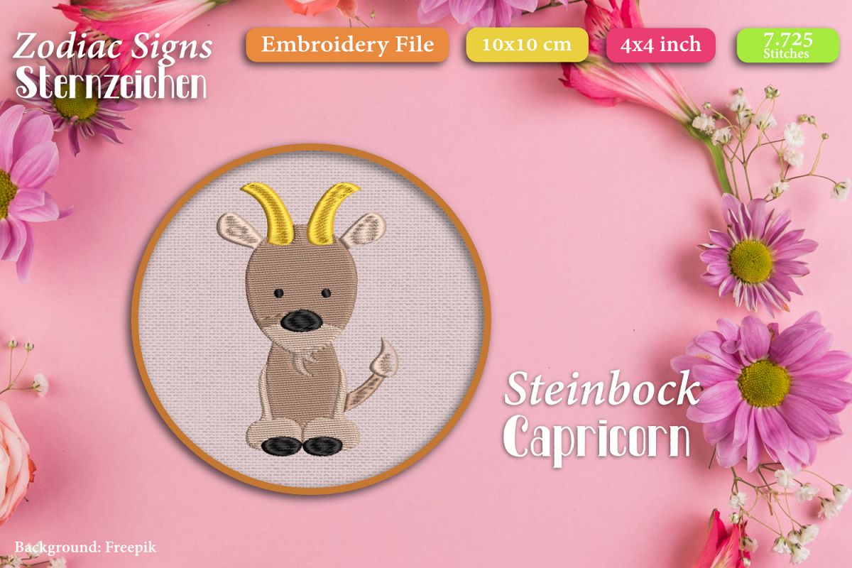 Zodiac sign - Capricorn - Embroidery Files example image 1