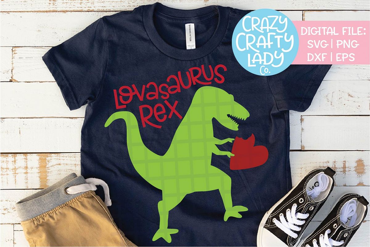 Valentine's Day Dinosaur SVG DXF EPS PNG Cut File example image 1
