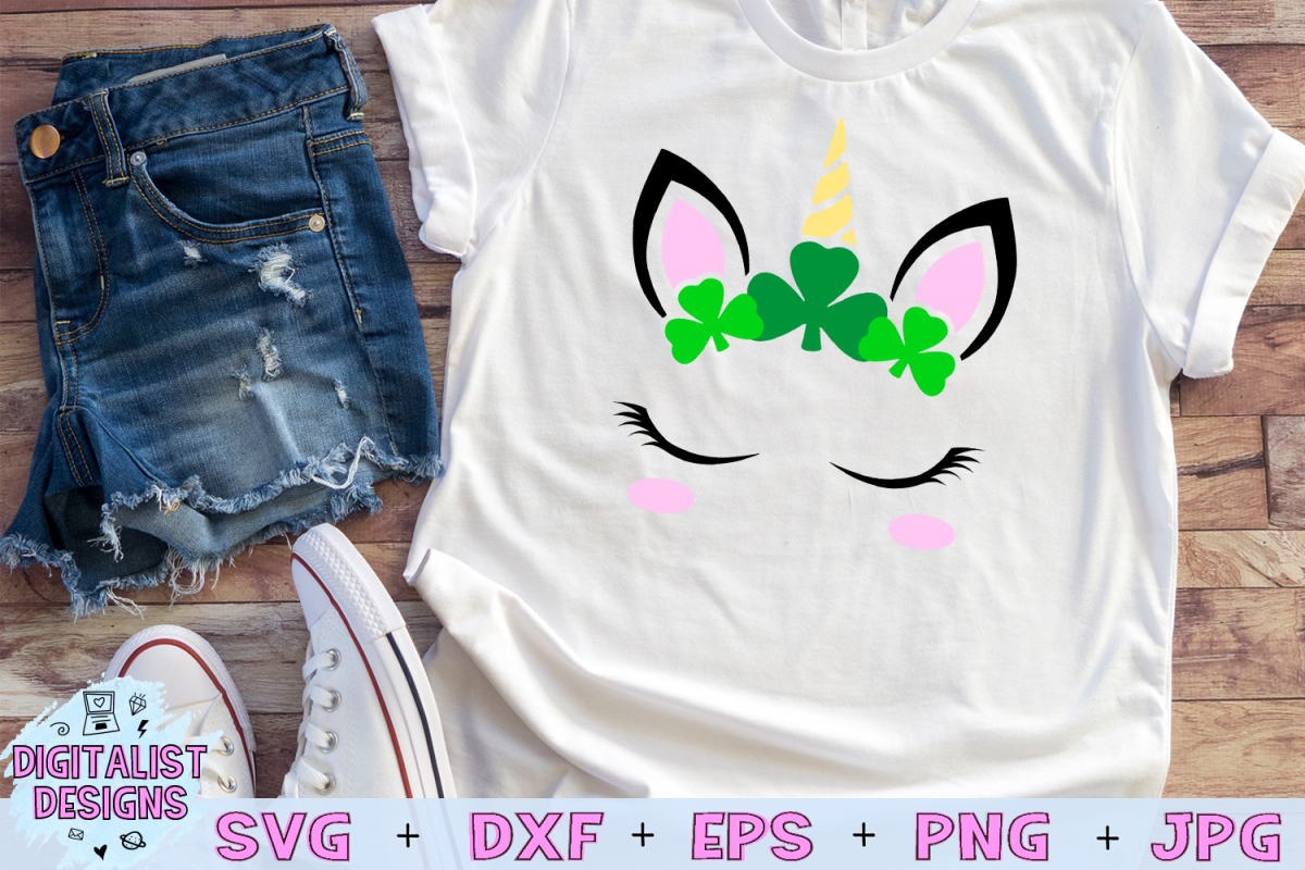 unicorn face svg, unicorn svg, st patricks svg, unicorn head example image 1