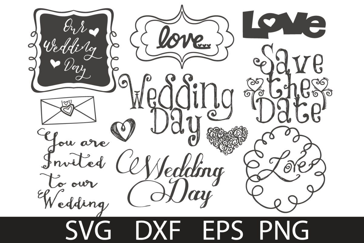 Wedding doodles Pack SVG DXF PNG EPS example image 1