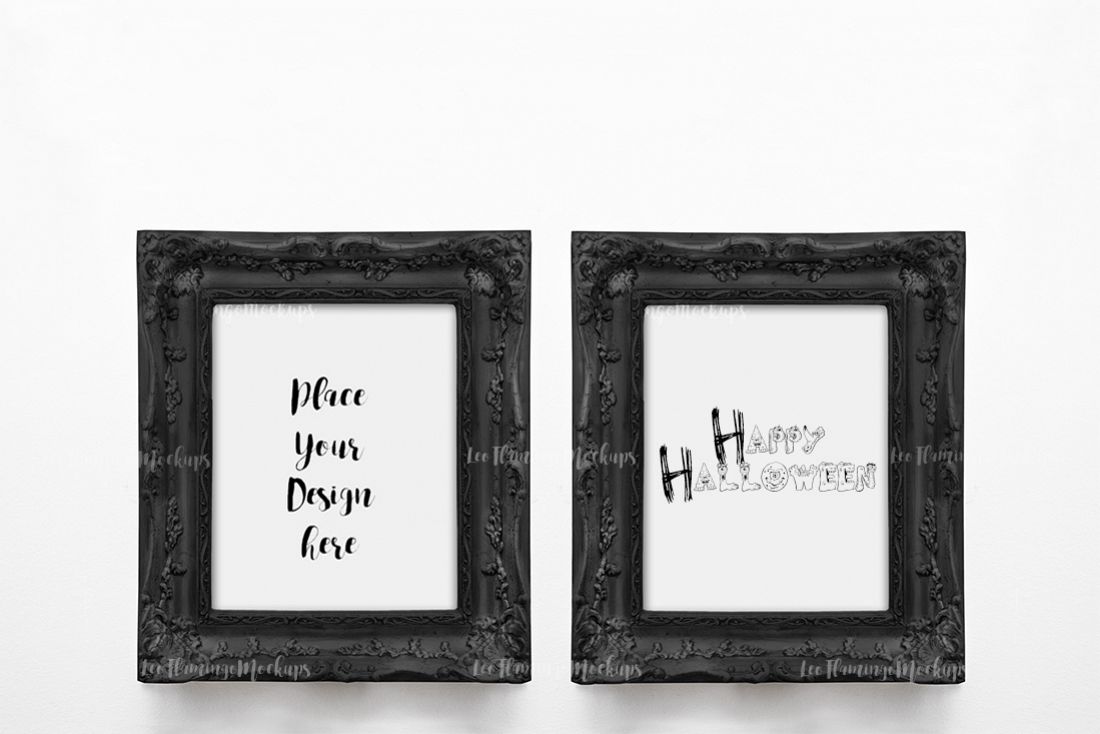 2 frame mockup two Vintage victorian style black frames 8x10 example image 1