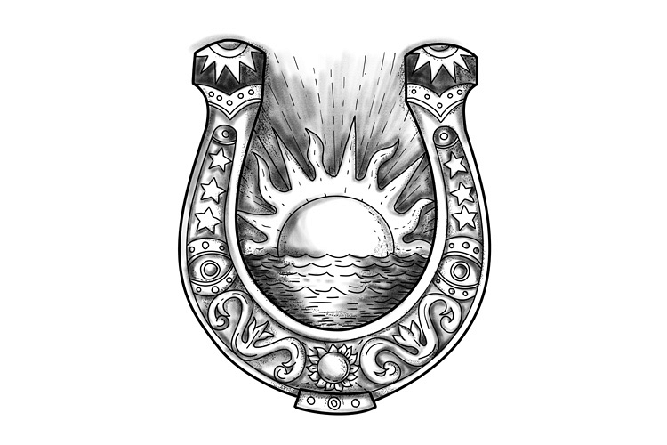 Horseshoe Sun and Sea Tattoo example image 1