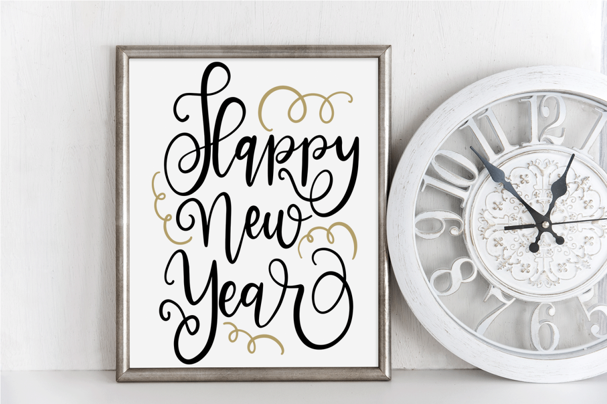 New Year SVG - Happy New Year Hand-Lettered Cut File example image 1