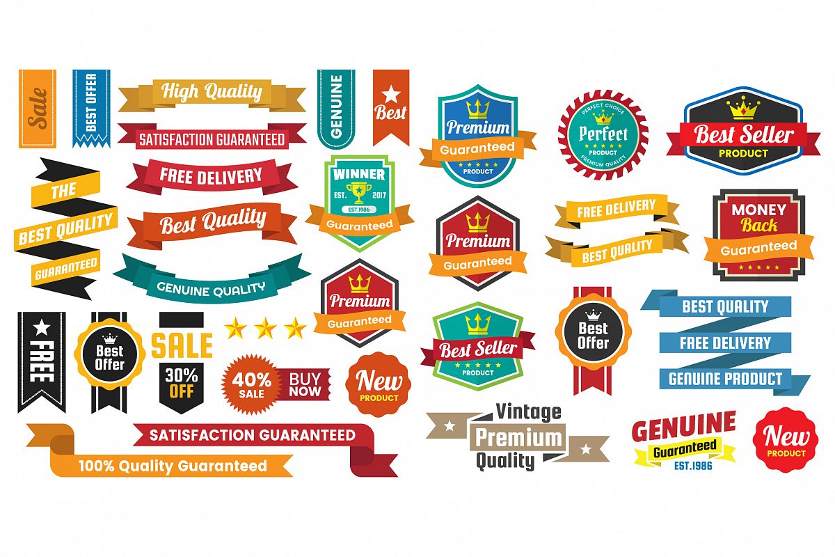 Vintage Badge & Objects Vector Set example image 1