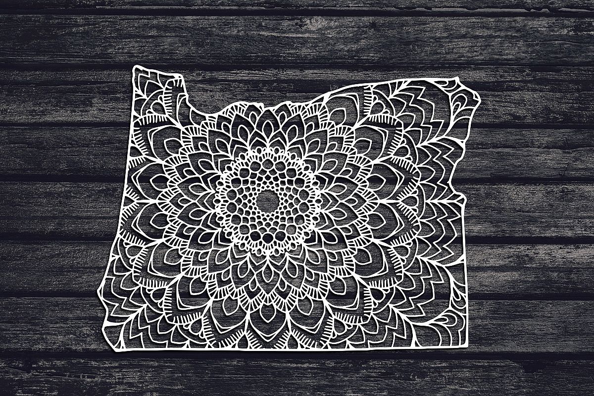 Oregon Mandala Svg, Oregon Svg, OR Svg, State Svg example image 1