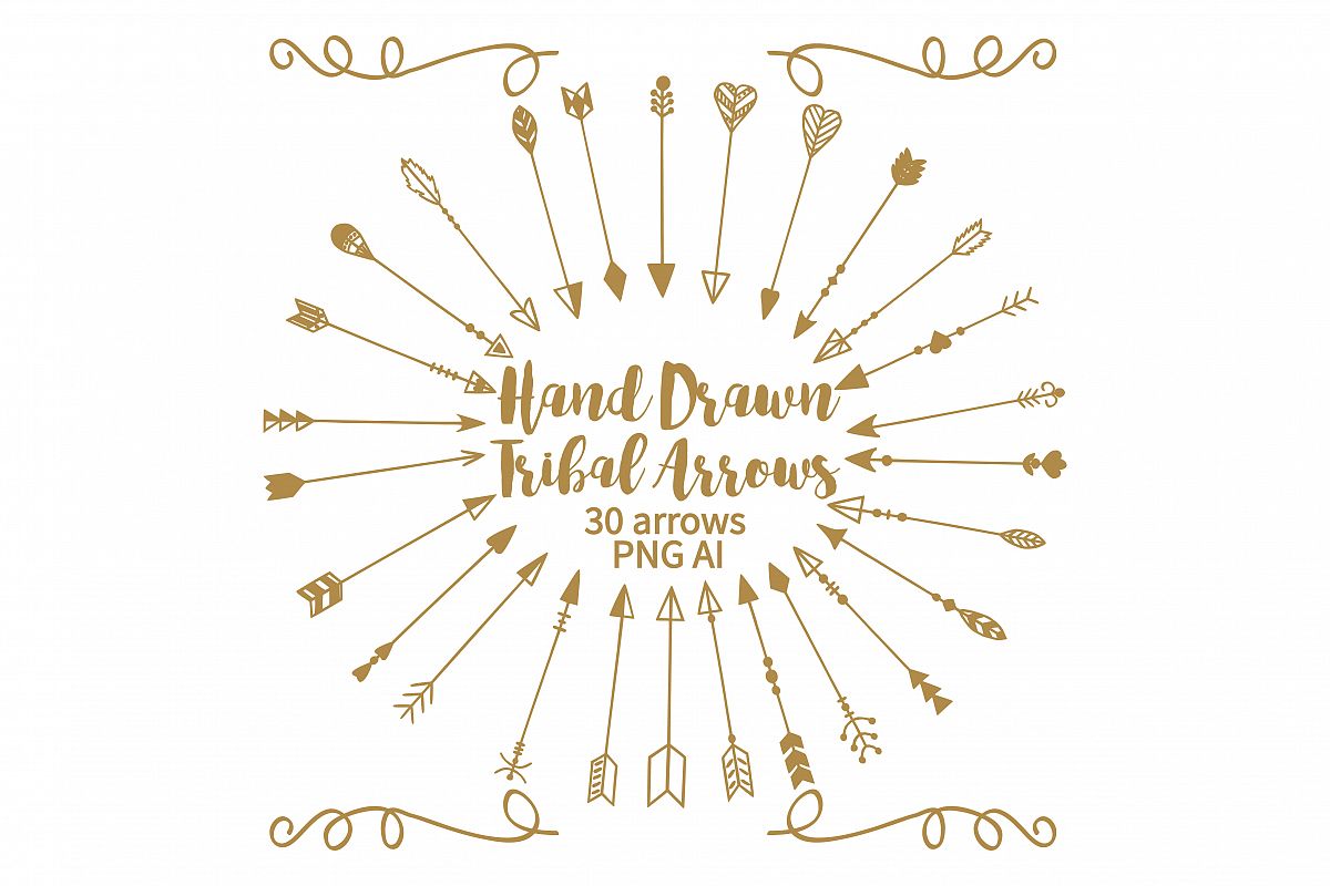 Hand Drawn Arrows Vector + Png example image 1