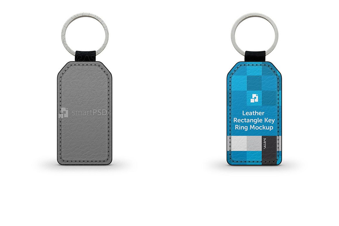Rectangular Shape Leather Keyring Design Mockup example image 1