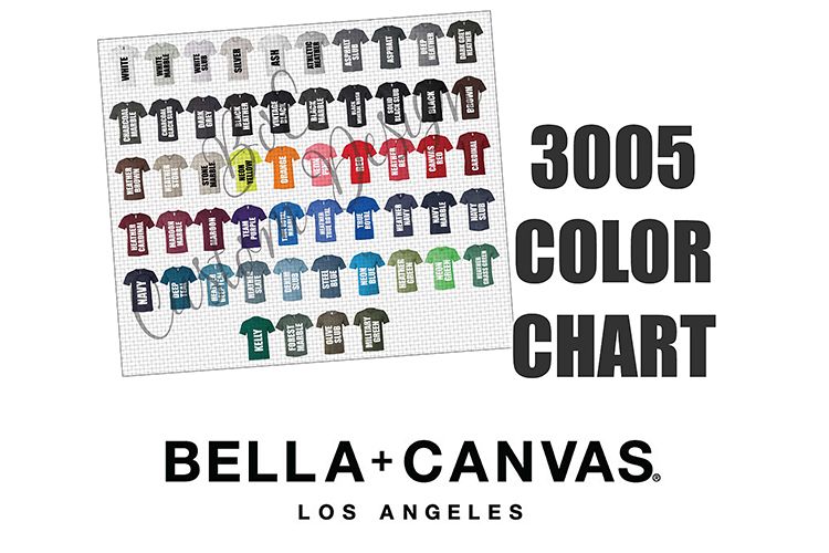 Bella Canvas 3005 Color Chart