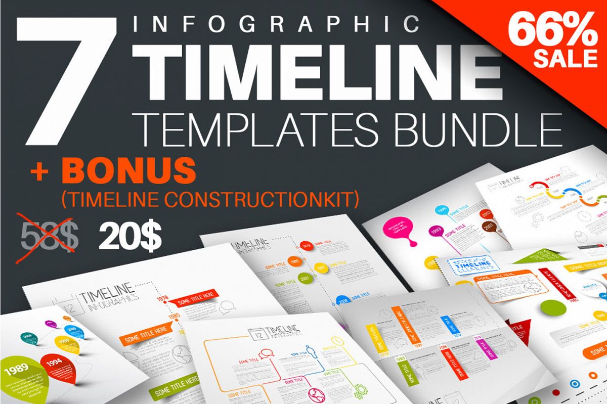 Infographic Timeline Templates Bundle example image 1