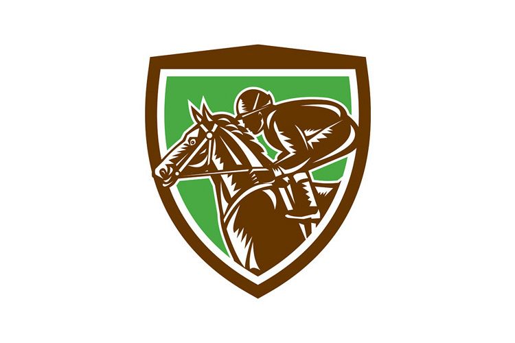 Jockey Horse Racing Side Shield Retro example image 1