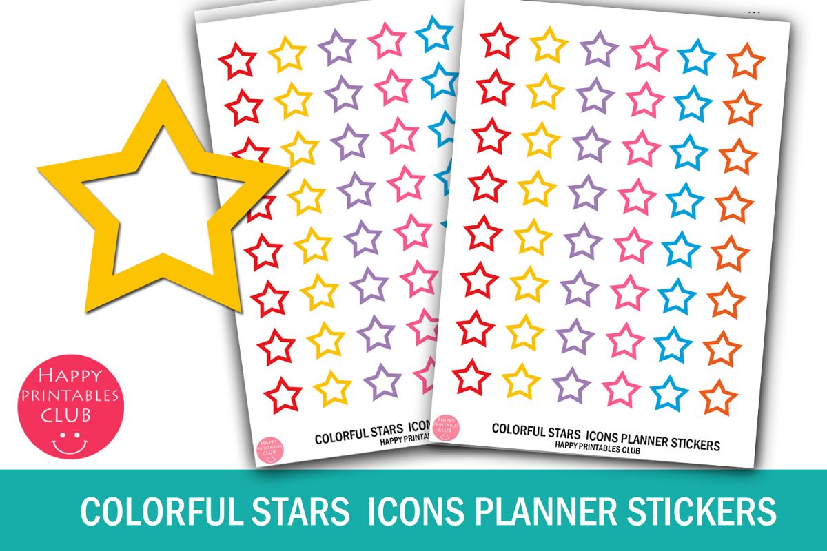 Download Colorful Stars Icons Planner Stickers Stars Planner Sticker 455903 Stickers Design Bundles