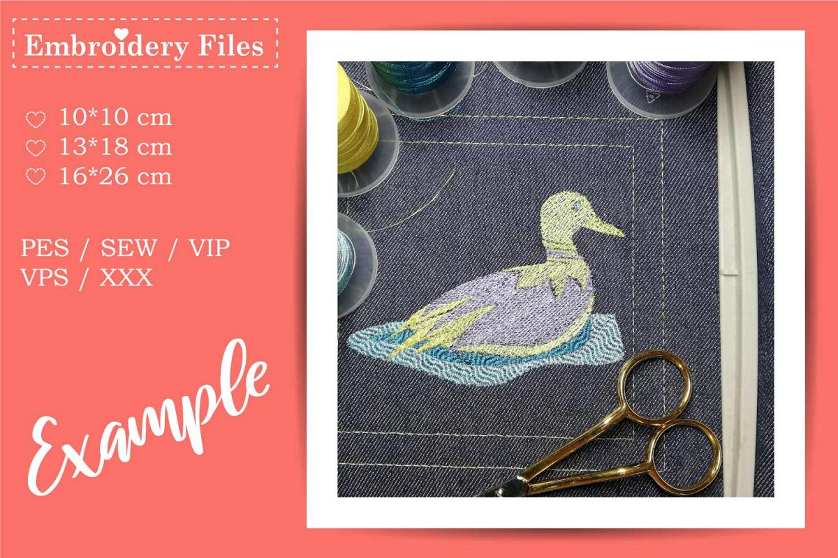 A cute Duck - Embroidery File for Beginners example image 1