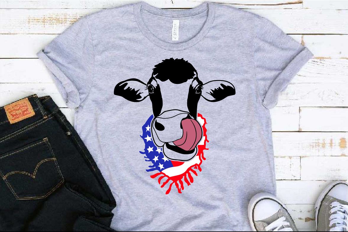 Cow Head whit Scarf US flag SVG Not today heifer 1302s example image 1