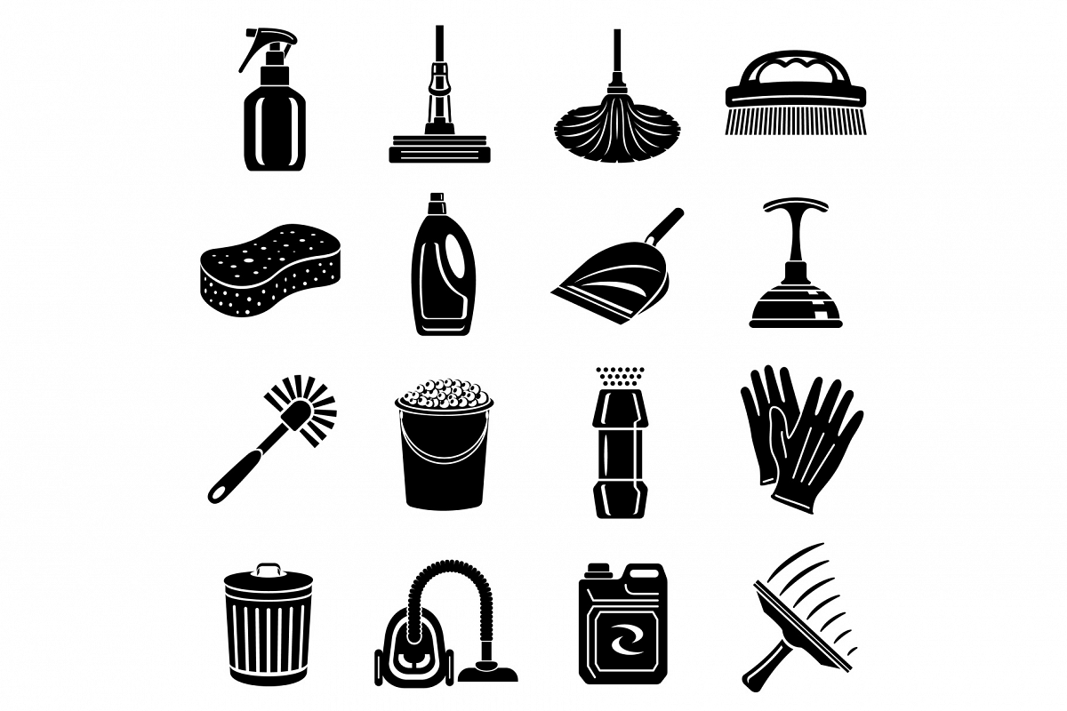 Cleaning icons set, simple style example image 1