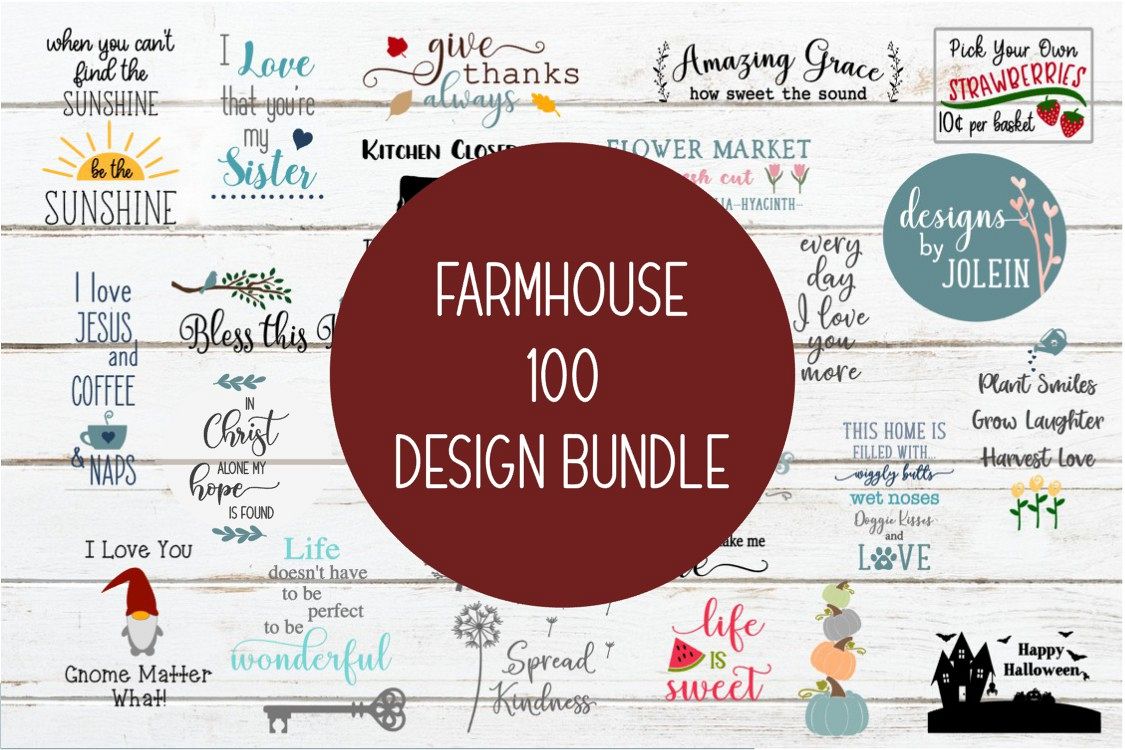 Farmhouse 100 Design Bundle SVG, png, eps, sublimation example image 1