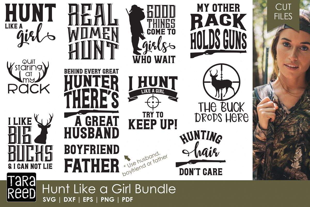 Hunt Like a Girl - Hunting SVG and Cut Files for Crafters example image 1