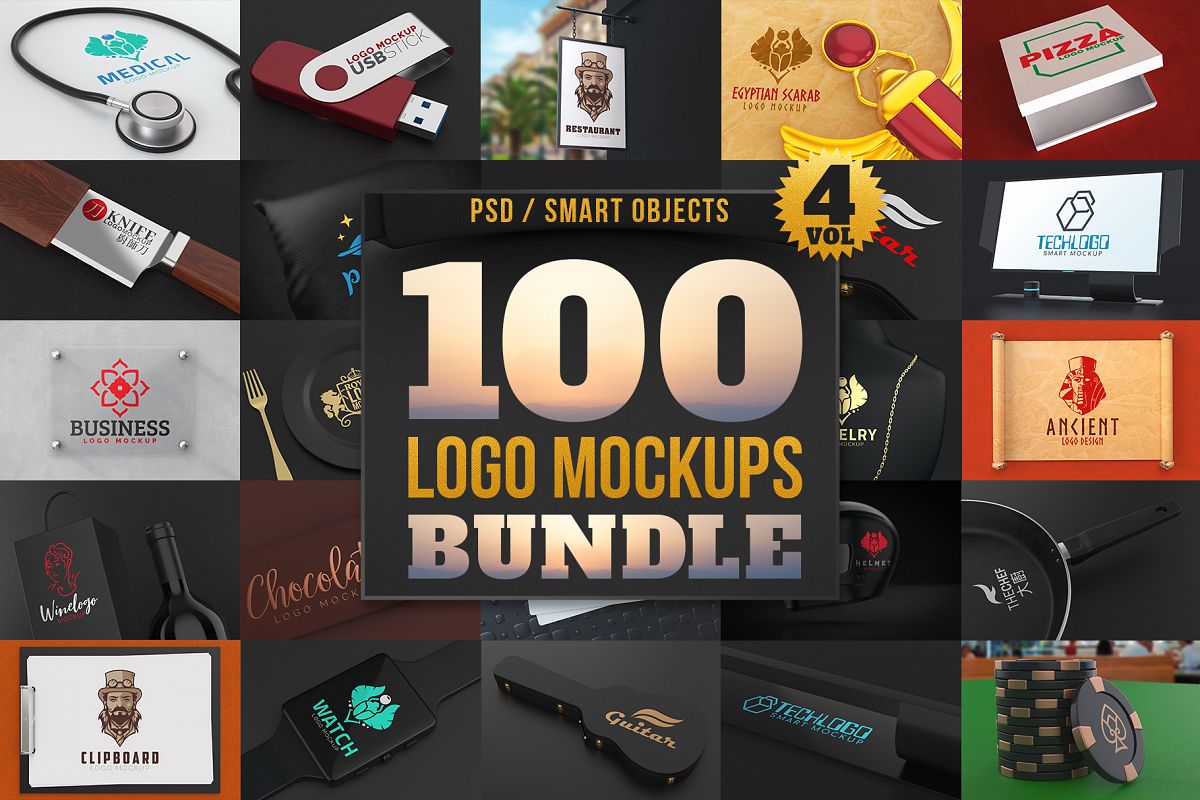 100 Logo Mockups Bundle Vol.4 example image 1