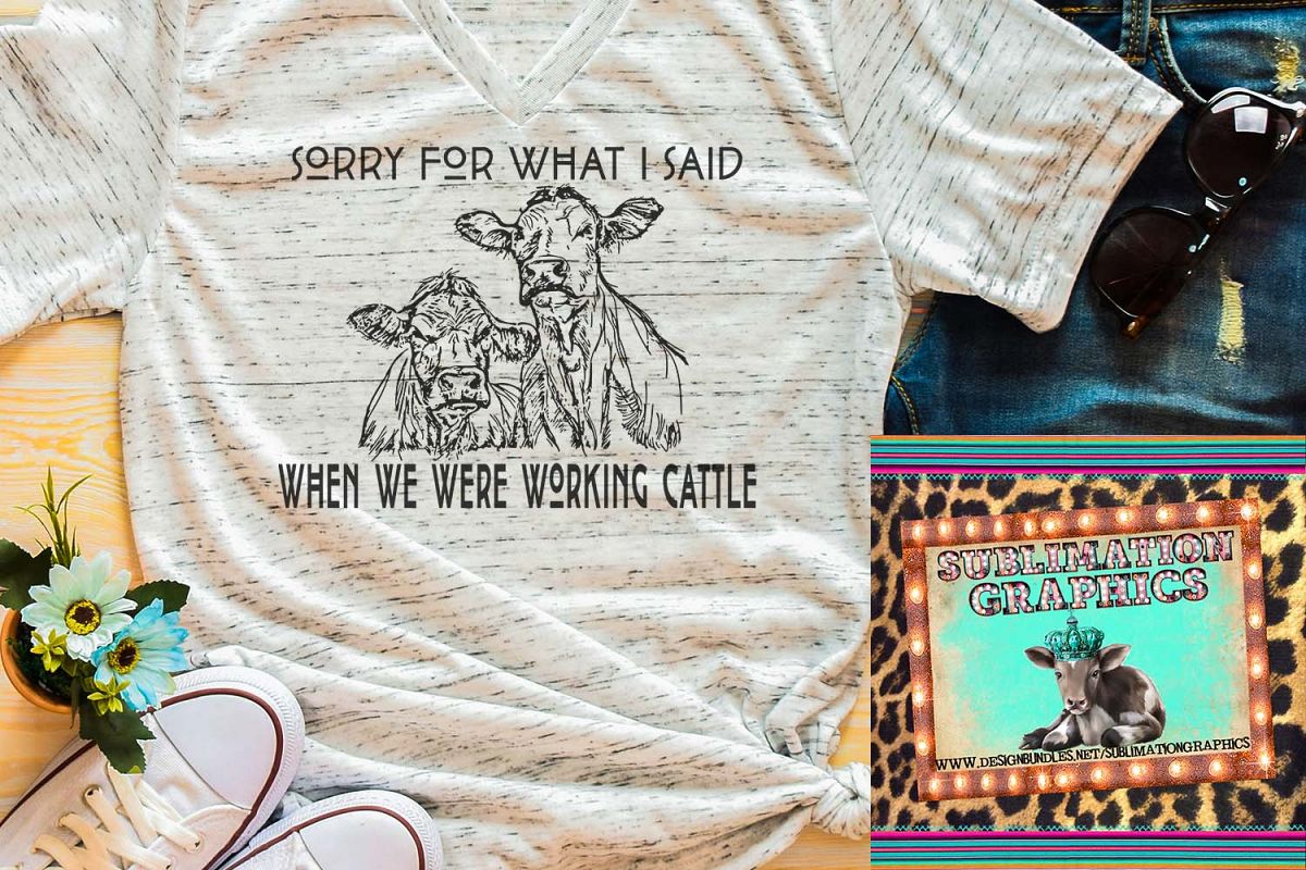 Working Cattle Sublimation Digital Download example image 1