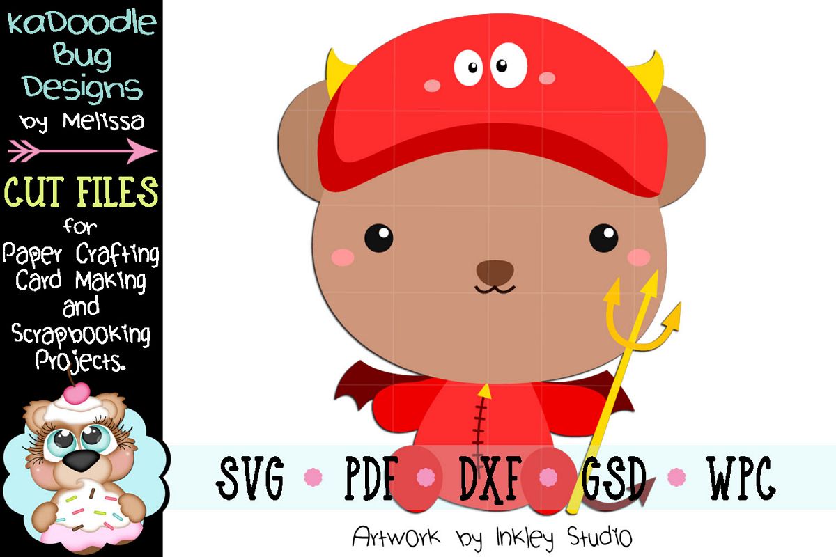Halloween Devil Bear Cut File - SVG PDF DXF GSD WPC example image 1