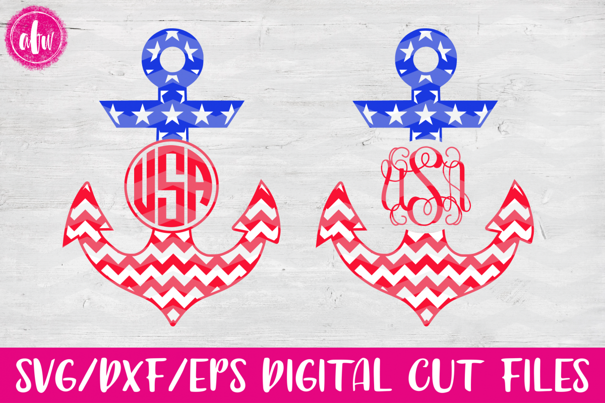 Patriotic Monogram Anchors - SVG, DXF, EPS Cut Files example image 1