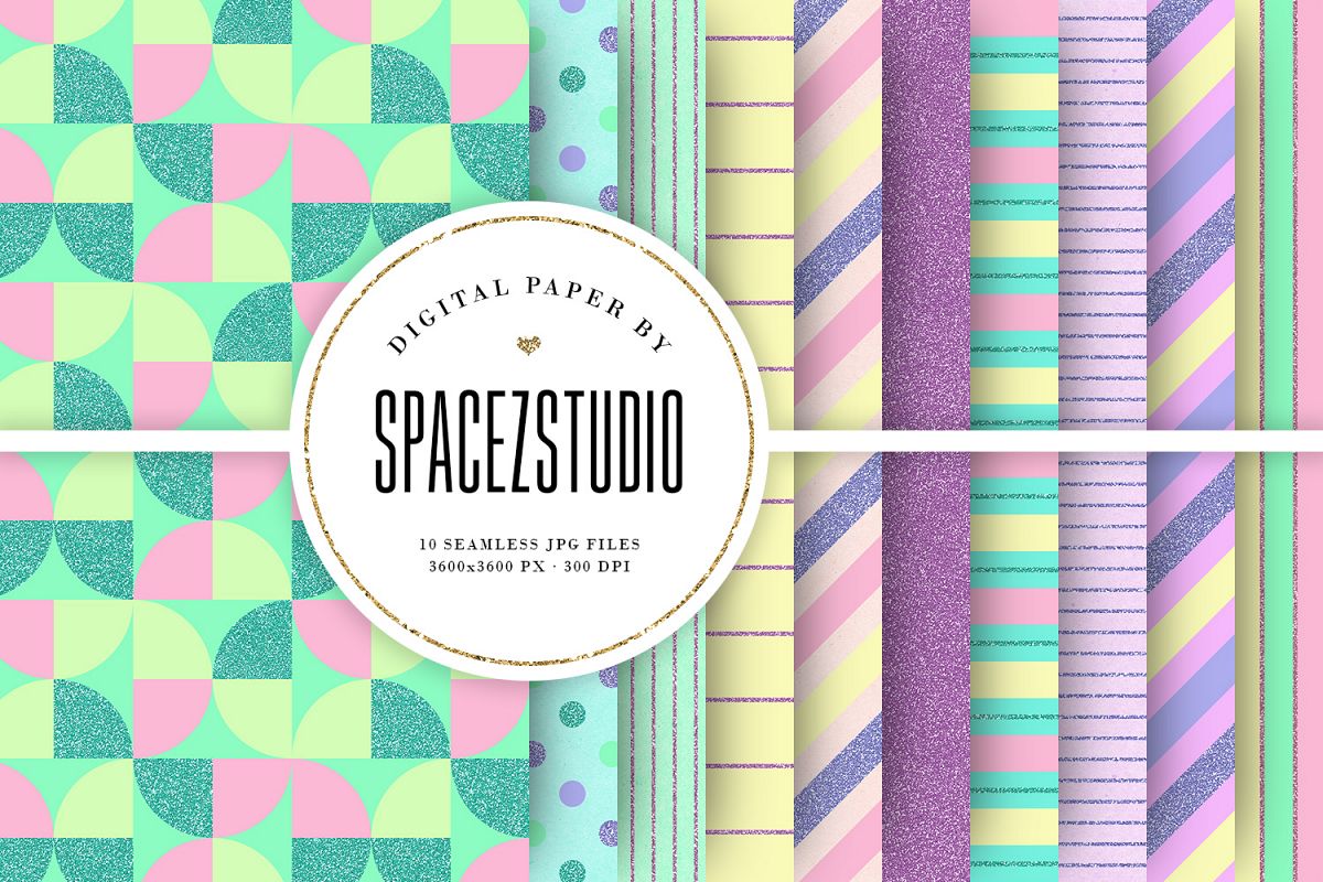 Cute Pastel Colors Tileable Geomteric Digital Paper example image 1