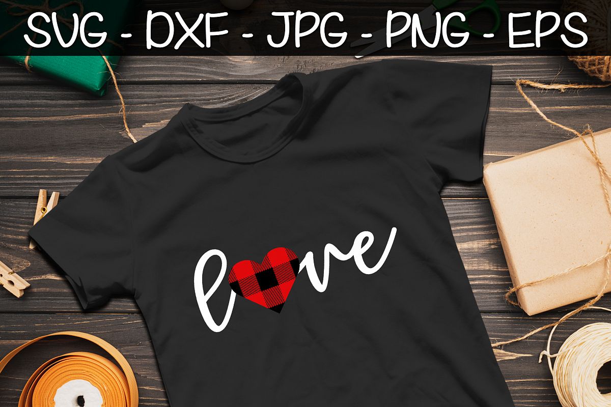 Valentines Day Buffalo Plaid SVG PNG EPS Valentine's Day SVG example image 1