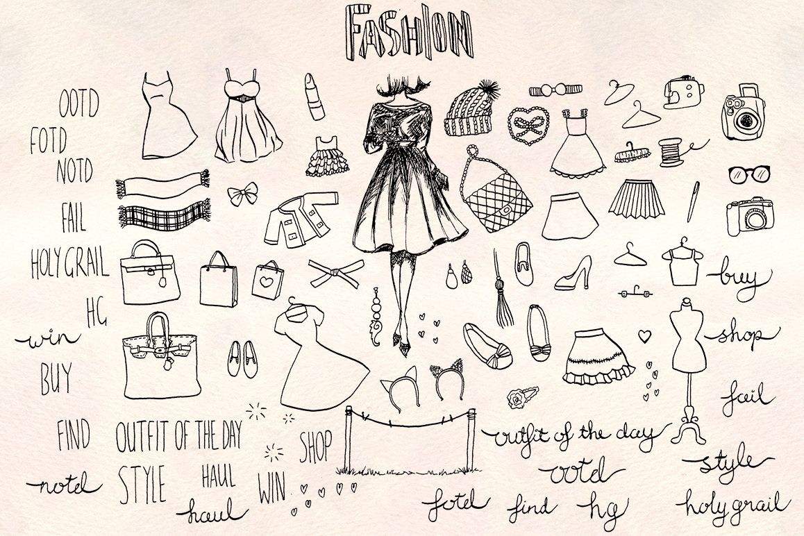 Fashion Blogger Vector Sketches Bundle example image 1