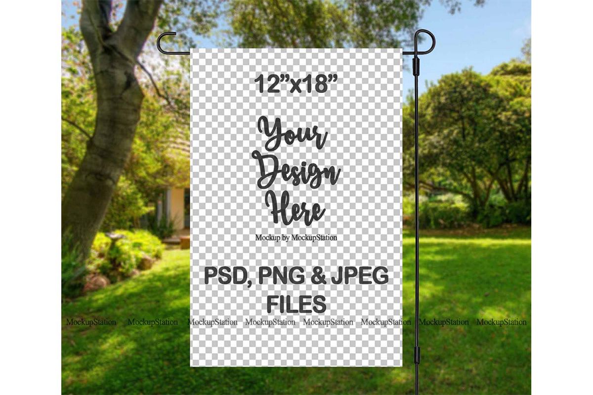 Download Garden Flag Mockup PSD File, Add Your Own Image/Background (293179) | Mock Ups | Design Bundles