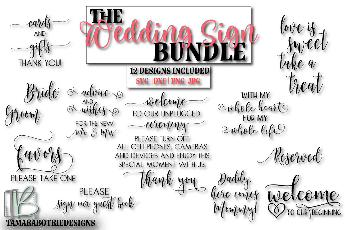 Wedding Sign SVG Bundle, Wedding Cut Files example image 1