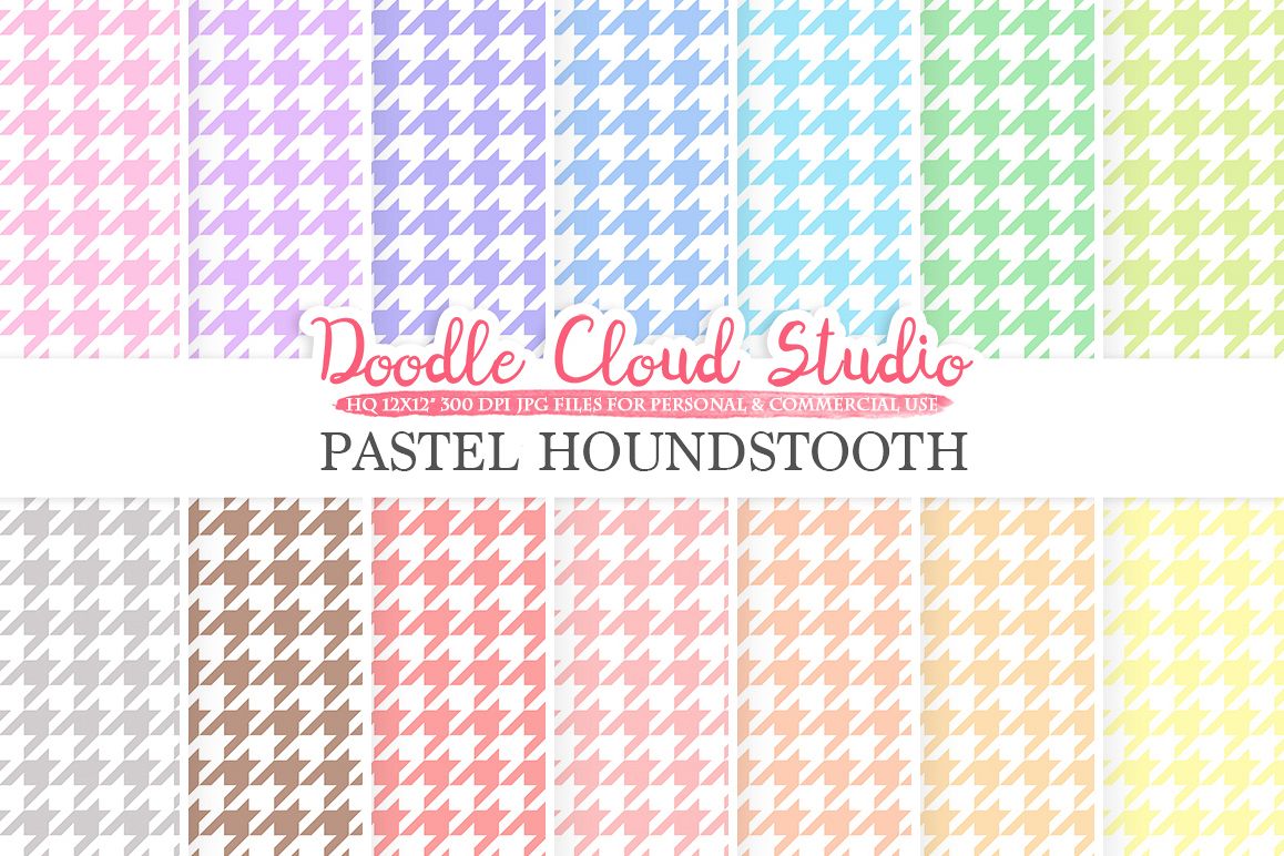 Pastel Houndstooth digital paper, Houndstooth pattern, Digital Houndstooth pastel background, Instant Download for Personal & Commercial Use example image 1
