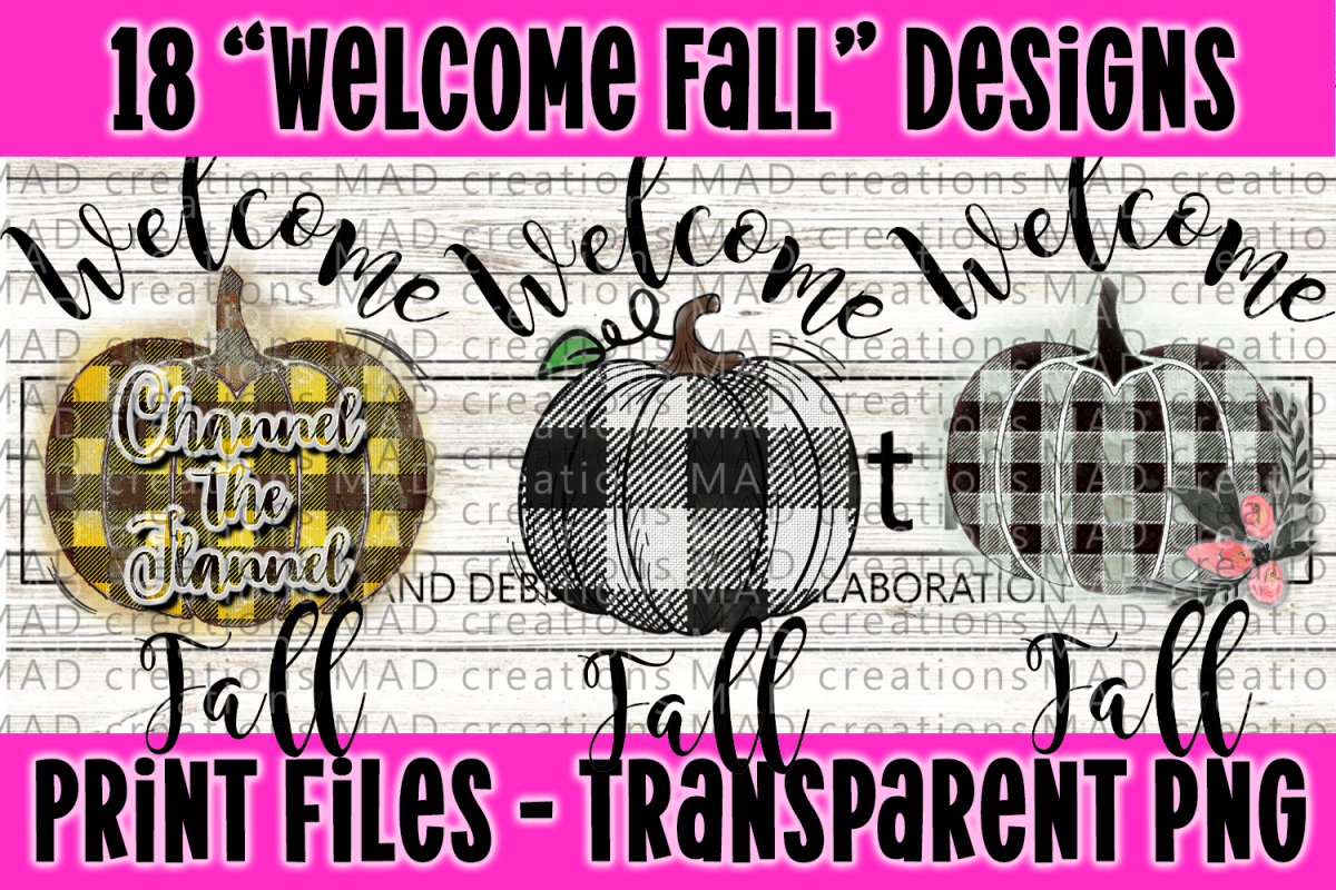 18 PNG Welcome Fall Bundle - Print File example image 1