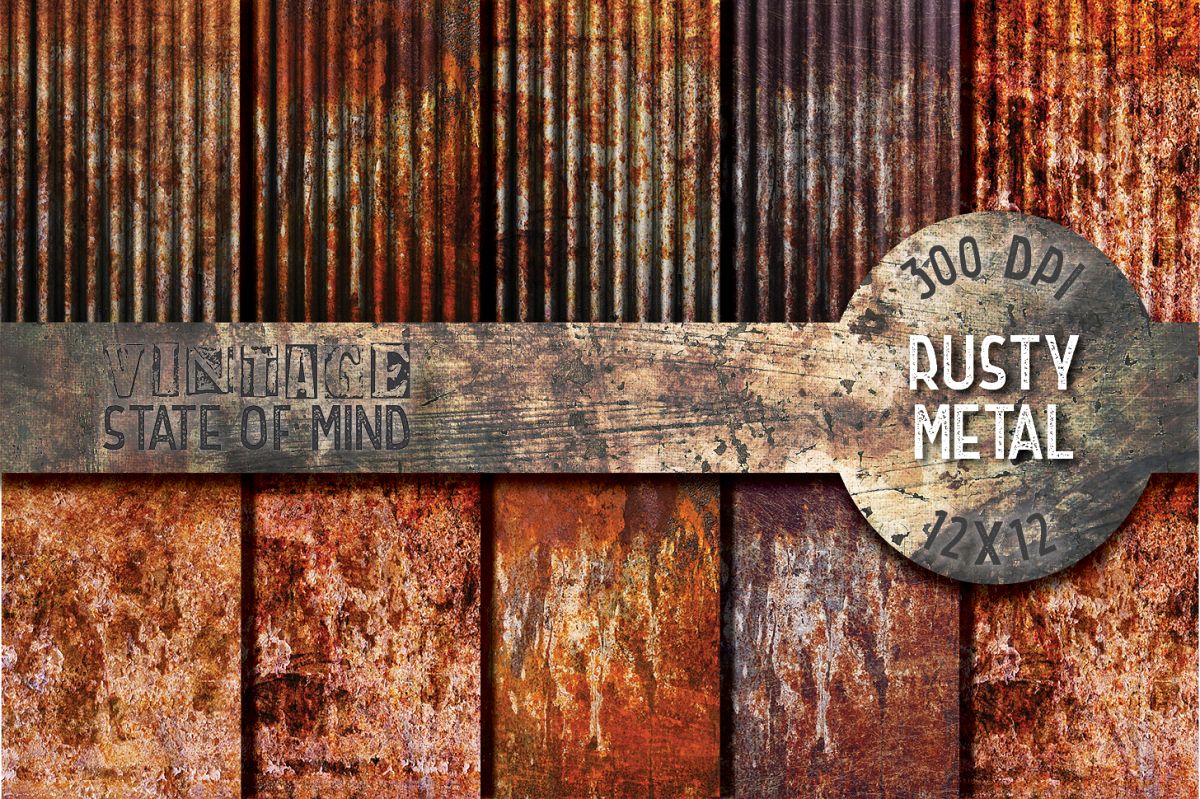 Rusty Metal Digital Papers example image 1