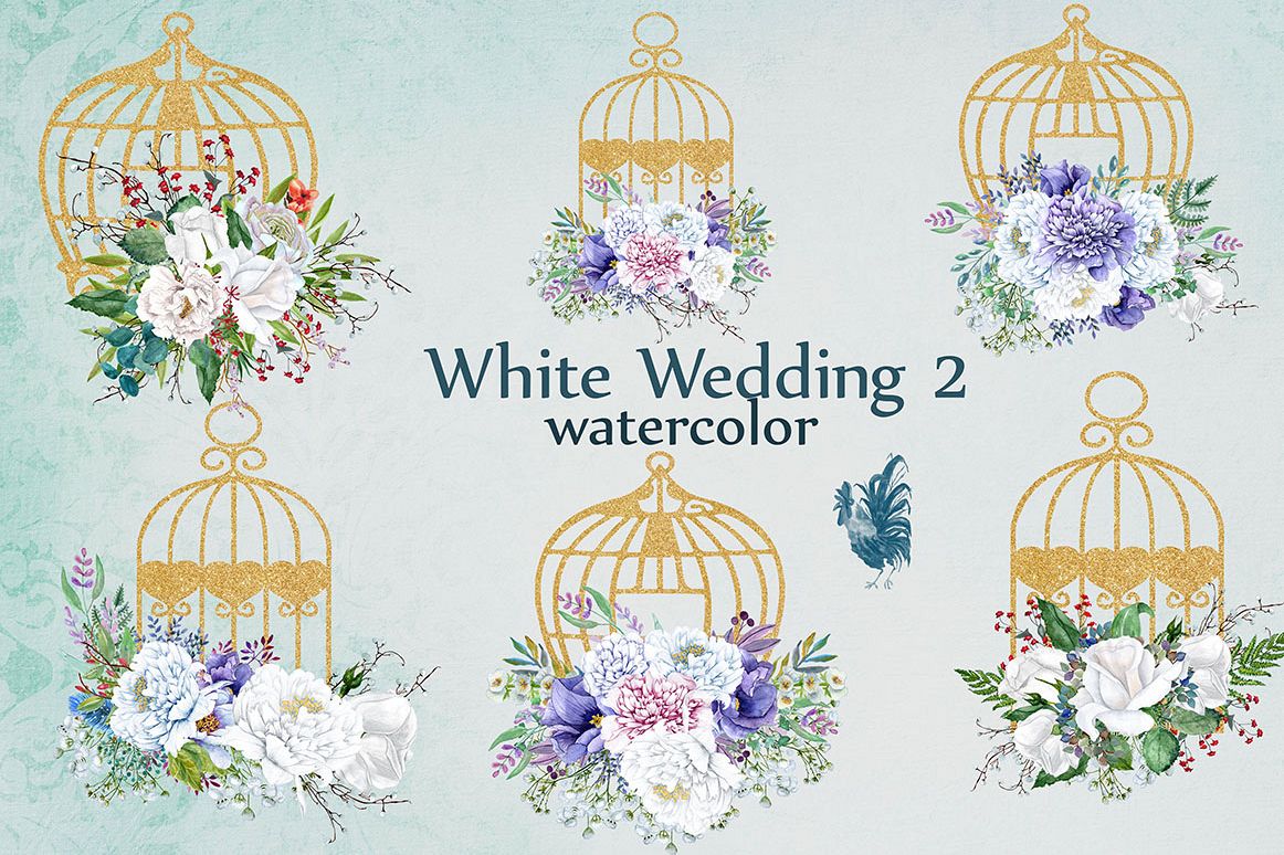 Watercolor white flowers clip art example image 1