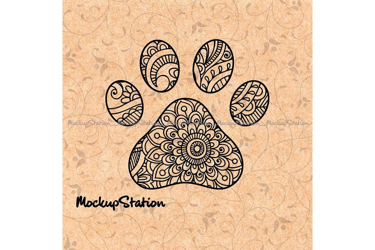 Dog Paw Mandala SVG, Dog Lover Decor PNG, Dog Mom Cut File