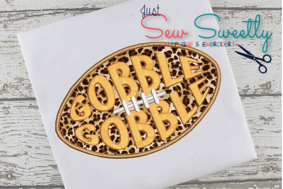 Thanksgiving Turkey Football Sketch Applique Embroidery example image 1